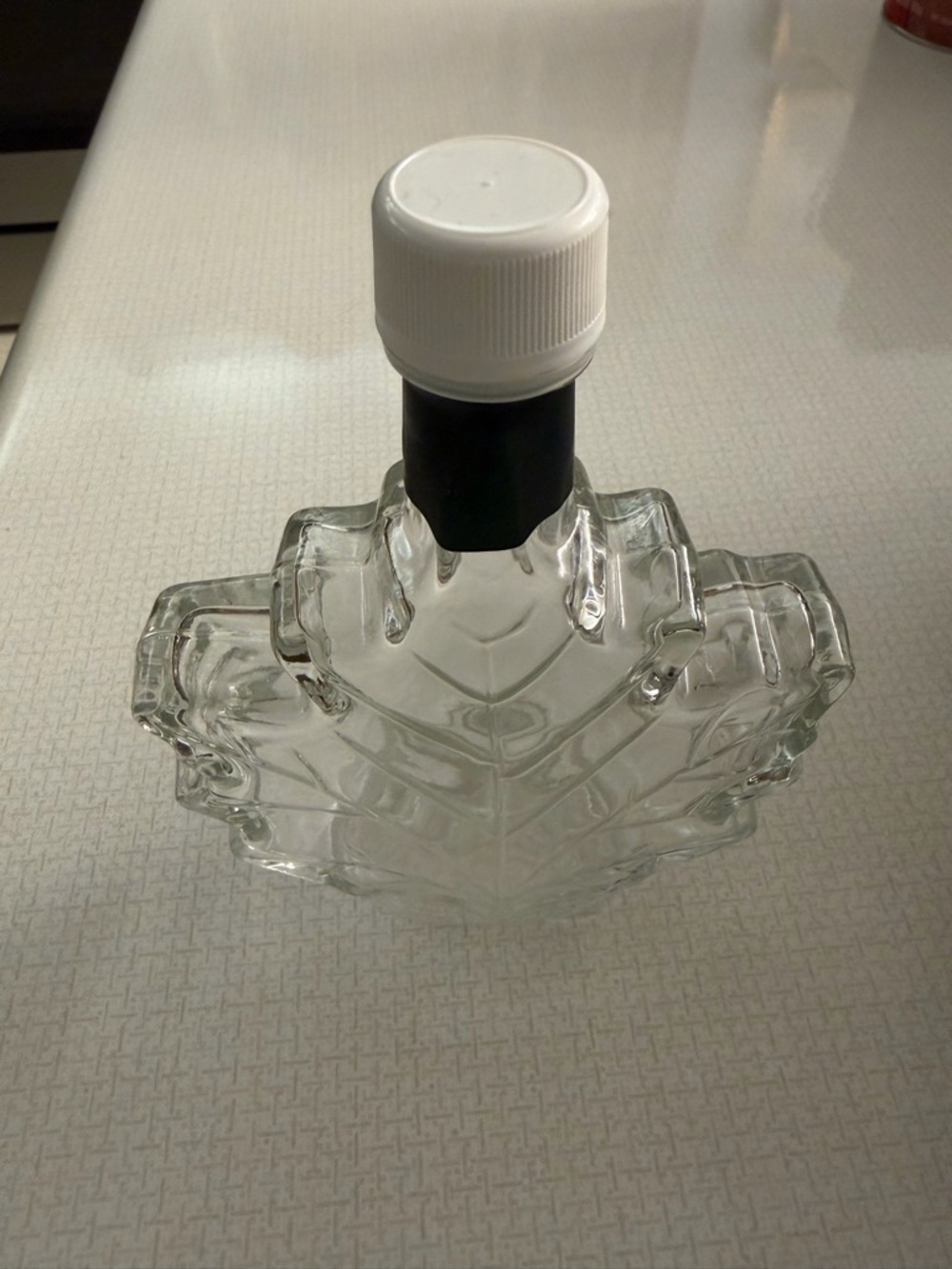 Clear Glass Leaf-Shaped Decorative Bottle - Clear